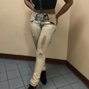 Acid Wash High Waisted Ripped Jeans